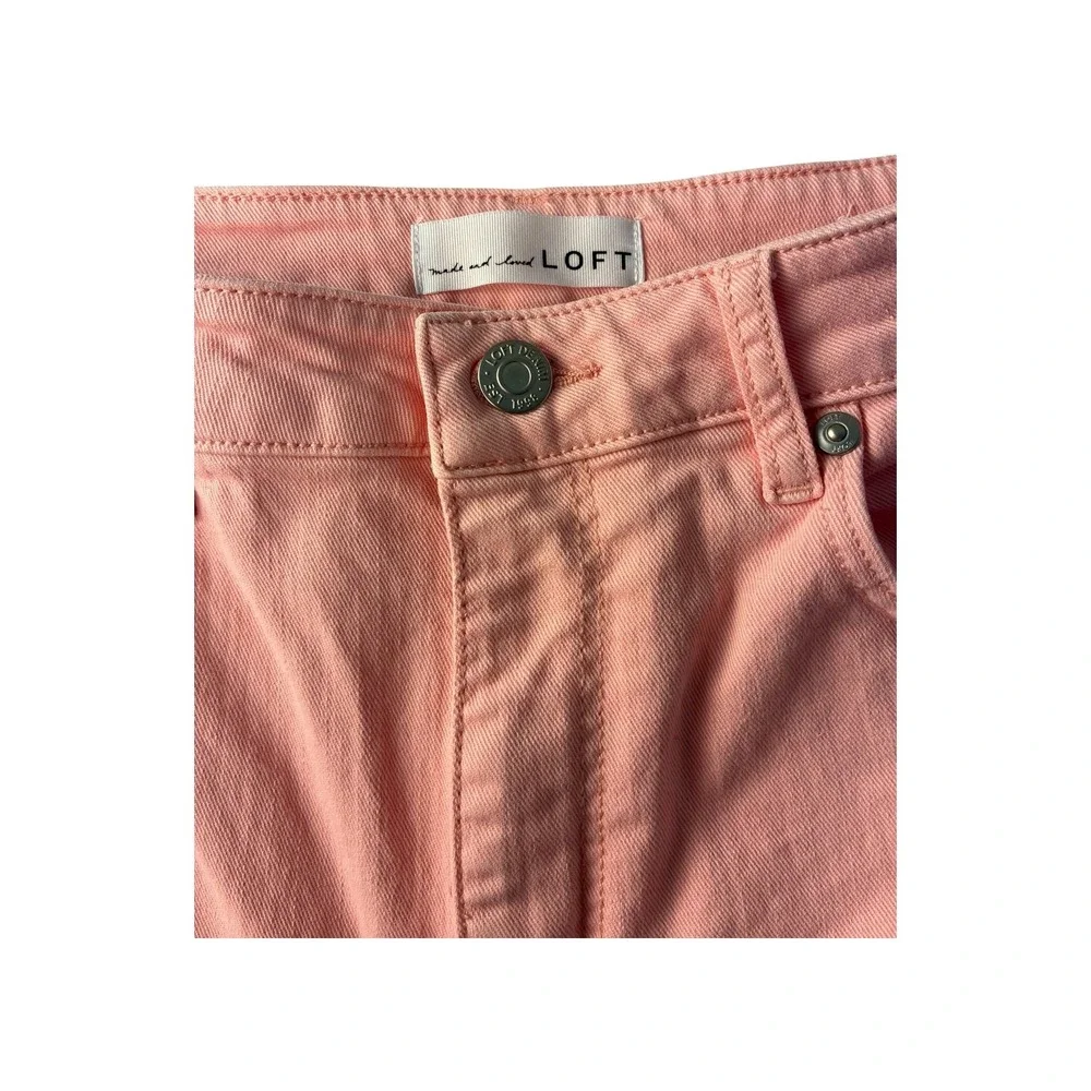 LOFT Marisa‎ Fit Cropped Straight Leg Jeans Peach Coral Color Size 29x8